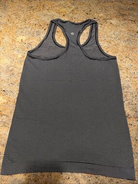 lululemon athletica Black and White Striped Racerback Tank
